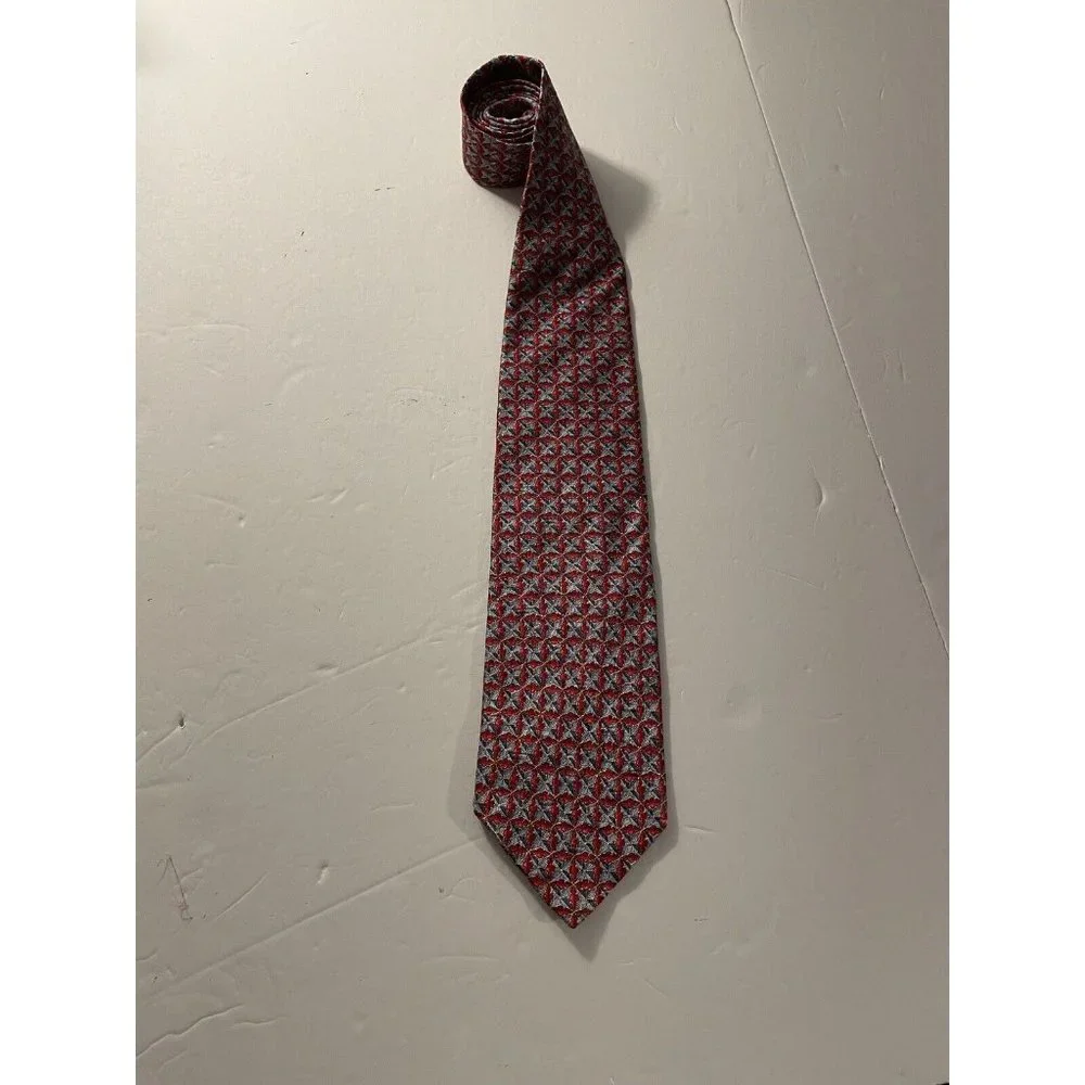 Ermenegildo Zegna Silk Red Tie Print 58” 3.5 Floral